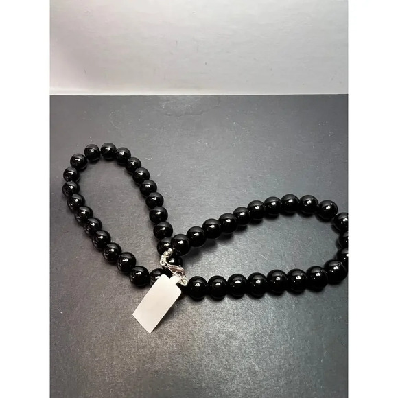 10mm Black Onyx necklace with sterling silver clasp *NEW* - Picture 6 of 11